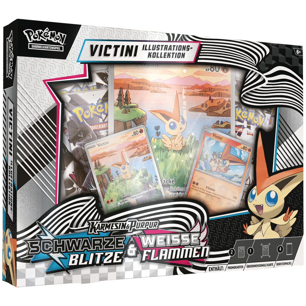 Victini Illustrations-Kollektion – Schwarze Blitze & Weiße Flammen